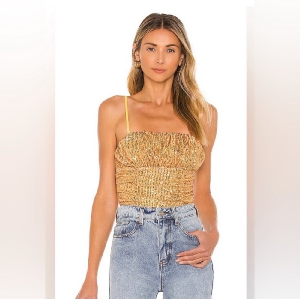 FREE PEOPLE Ta Da Sequin Embellished Crop Top